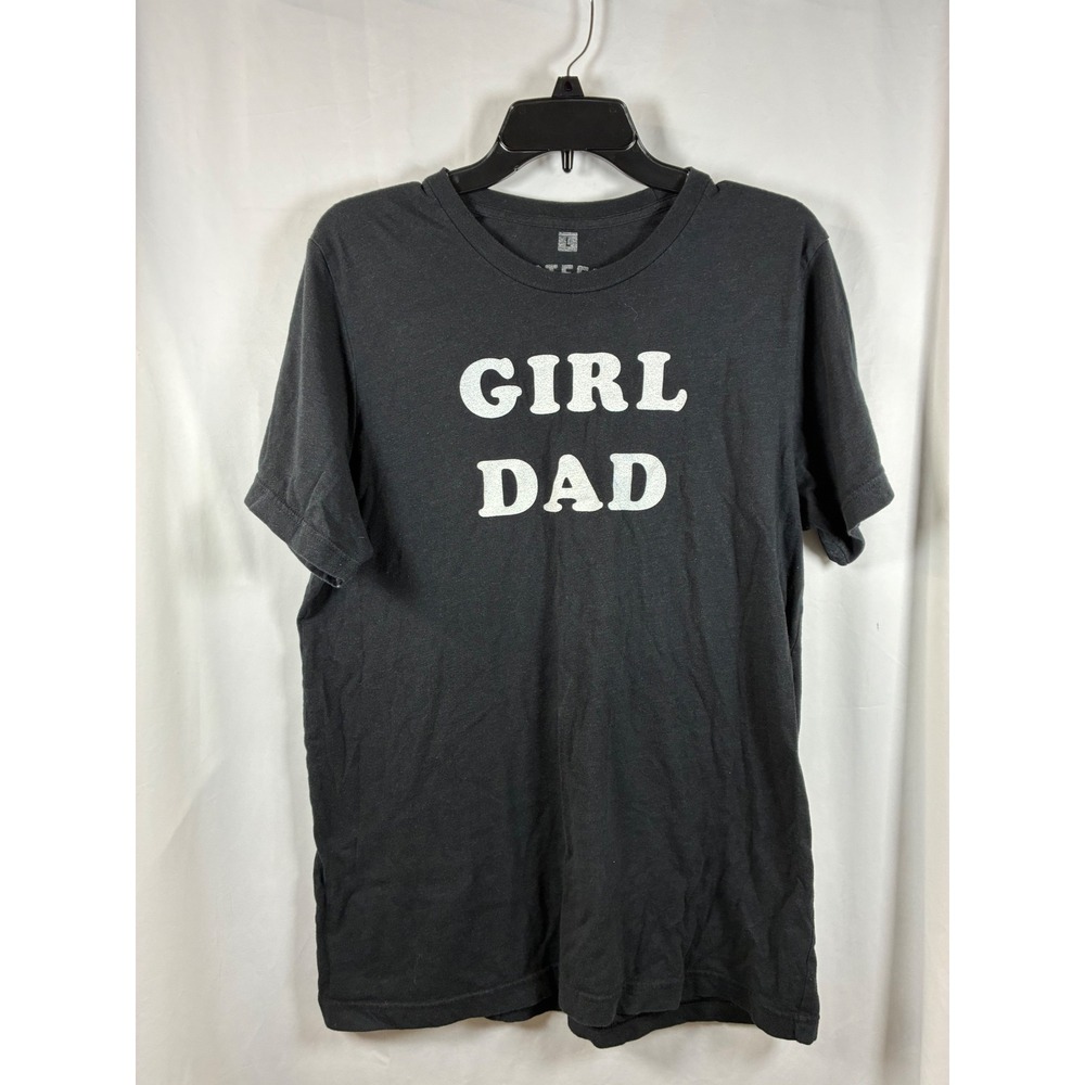 Steel City Mens Girl Dad Graphic T-Shirt Black Short Sleeve Crew Neck Large